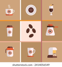 Set of coffee icons, And Logo Design.