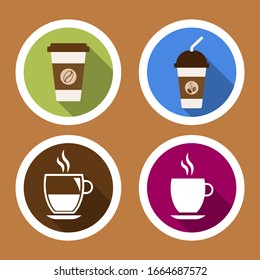 Set of coffee icons. Logos vector. Flat design. Coffee cup. Eps10.