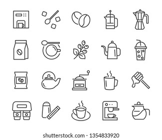 set of coffee  icons, such as tea, drinks, cocoa, cup, cafe