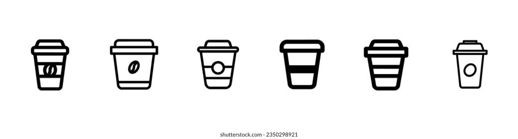 Set von Kaffeesymbole, wie Tee, Set von linearen Symbolen für Kaffeeshop, Cup Linie Icon Set. Sammlung von Vektorsymbol im trendigen, flachen Stil auf weißem Hintergrund. Der Cup singt nach Design.
