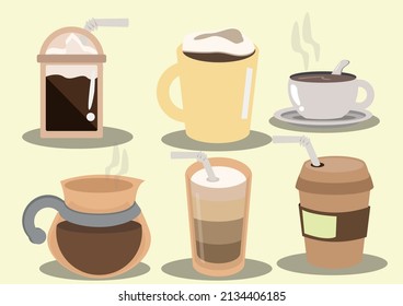 set of coffee icons vector