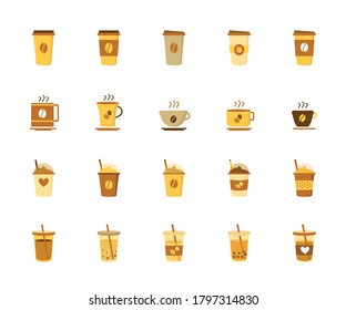 Conjunto de iconos de café ilustrado vectorial sobre fondo blanco.
