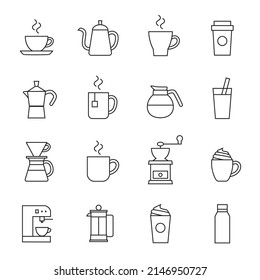 Set of coffee icons, vector illustration