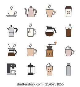 Set of coffee icons, vector illustration