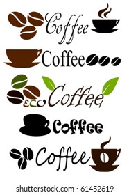 Set of coffee label or logo designs. Vector illustration