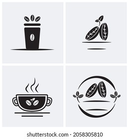 Set of Coffee Label, Logo, Emblem and Badge. Outline, black and White. Vector and Illustration.