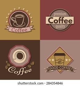 Set of coffee labels, badges and logos for design. Vector illustration.