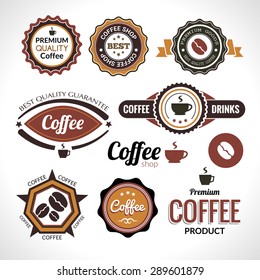 Set of coffee labels and badges. Retro style coffee vintage