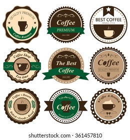 Set of coffee labels and elements for design vintage style