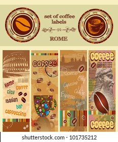 Set Of Coffee Labels, Rome