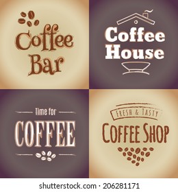 Set of Coffee Labels - café tags - Set of decorative chalkboard - typographic elements - stock vector