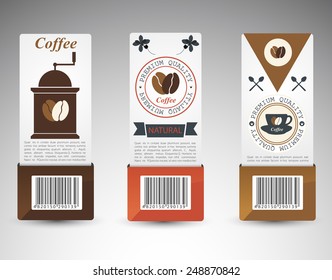 Set of coffee labels. Vector