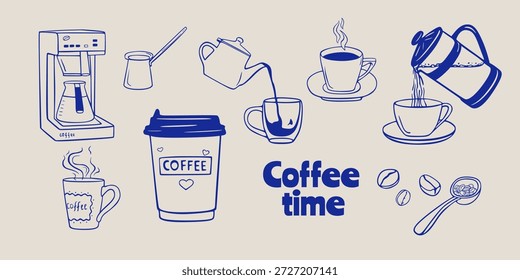 set of coffee line illustrations