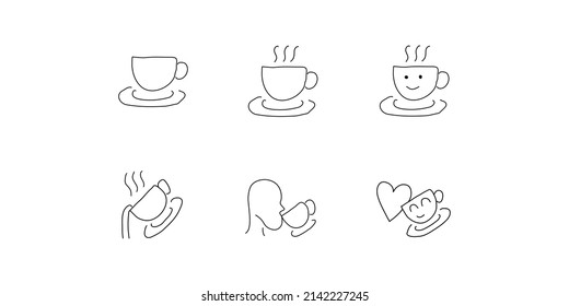 set of coffee line style handdrawn icon