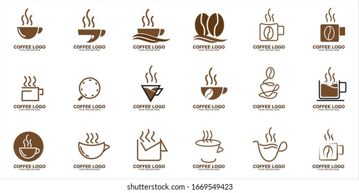 Set of Coffee logo design with modern concept. Icon coffee cup vector template