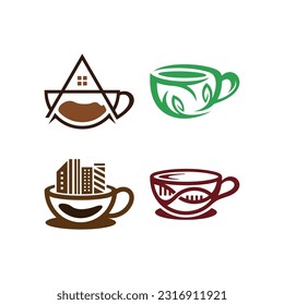 set of coffee logo design template icon, vector illustration