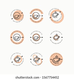 Set of coffee logo, coffee label badge or emblem pack, cafe label collection. Premium Vector
