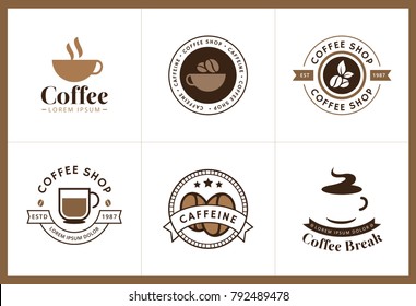 Set of Coffee logo and label. Set of vector coffee elements and coffee illustration can be used as logo or icon in premium quality. Coffee logotype. Vector illustration