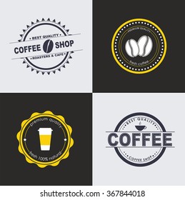 Set of coffee logo on white and black background for cafes, shops and restaurants. Vector illustration