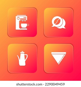 Set Coffee machine, and conversation, Teapot and paper filter icon. Vector