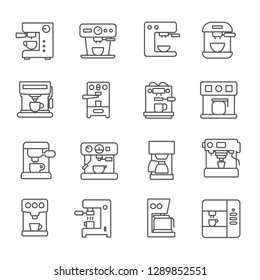 Set of coffee machine Related Vector Line Icons. Contains such Icons as espresso, coffee maker, latte, cappuccino and etc. - Vector 