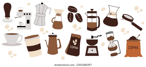 set of coffee maker elements vector 