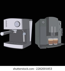 Set of Coffee maker hand drawing vector, Coffee maker drawn in a sketch style,Coffee maker practice template outline, vector Illustration.
