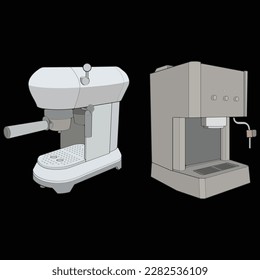 Set of Coffee maker hand drawing vector, Coffee maker drawn in a sketch style,Coffee maker practice template outline, vector Illustration.
