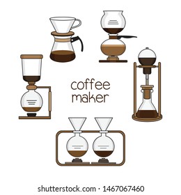 Set of coffee maker vector illustration.
