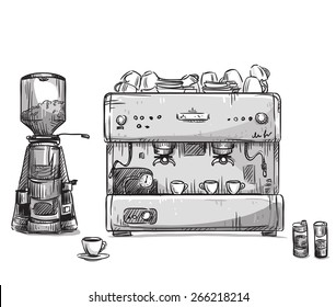 dibujo de boceto a mano alzada de la máquina de café. 5353668 Vector en  Vecteezy