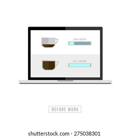 Set of coffee menu with a cups of coffee drinks in modern style 