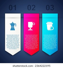Set Coffee moca pot, Irish coffee and cup to go. Business infographic template. Vector