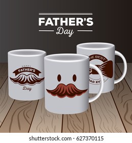 Set of coffee mugs, Father's day vector illustration