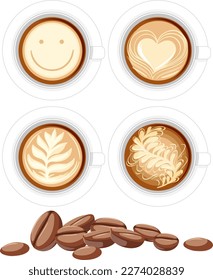 Set of coffee object isolated illustration