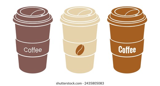 Set von Kaffee-Papier-Tasse-Symbol. Drink Vektor Illustration Design
