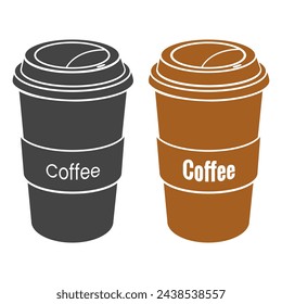 Set of coffee paper cup icon. Drink vector illustration design	
