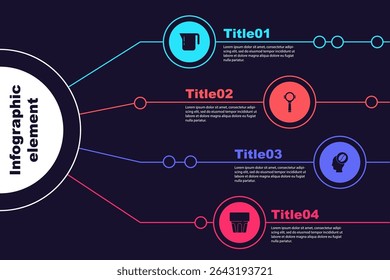Set Coffee pot, filter holder, Barista and Glass with water. Business infographic template. Vector