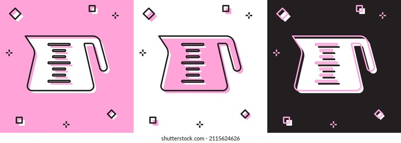Set Coffee pot icon isolated on pink and white, black background.  Vector