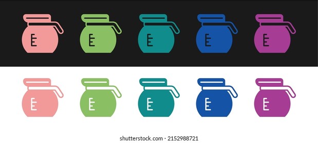 Set Coffee pot icon isolated on black and white background.  Vector