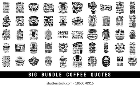 Set of coffee quotes typography lettering bundle pack collection for print, 
cafe, mug, t-shirt design, and craft. Coffee vector design, coffee art typographic