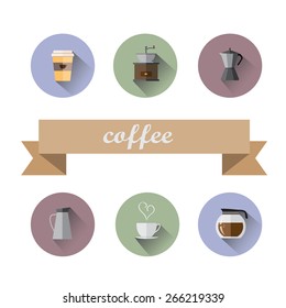 set of Coffee Shop flat icons