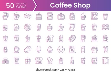 Set of coffee shop icons. Gradient style icon bundle. Vector Illustration