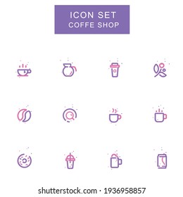 Set of Coffee shop icons Restaurant and cafe icons set Contains such Icons as Cezve, Coffee Maker Machine, Beans and more