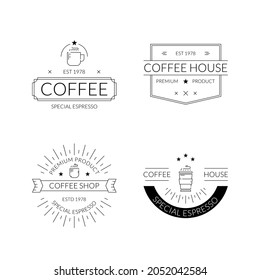 Set of coffee shop label, vector illustration