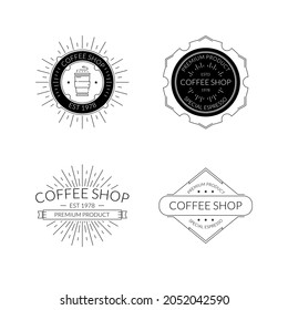 Set of coffee shop label, vector illustration