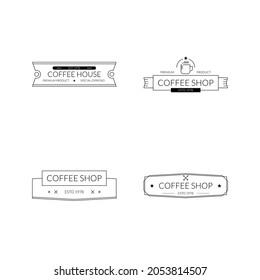 Conjunto de etiquetas de cafetera, ilustración vectorial