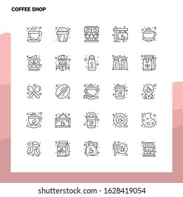 Set of Coffee Shop Line Icon set 25 Icons. Vector Minimalism Style Design Black Icons Set. Linear pictogram pack.
