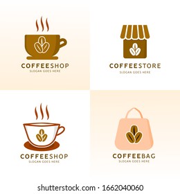 Set of Coffee Shop Logo Design, food and drink business template promotion