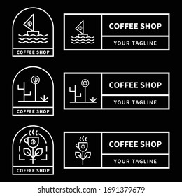 Set of coffee shop logo design template. Premium vector