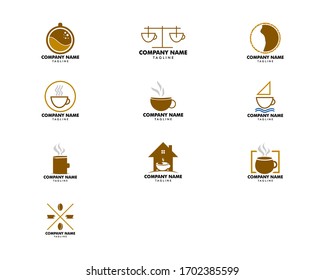 Set of Coffee shop logo design template